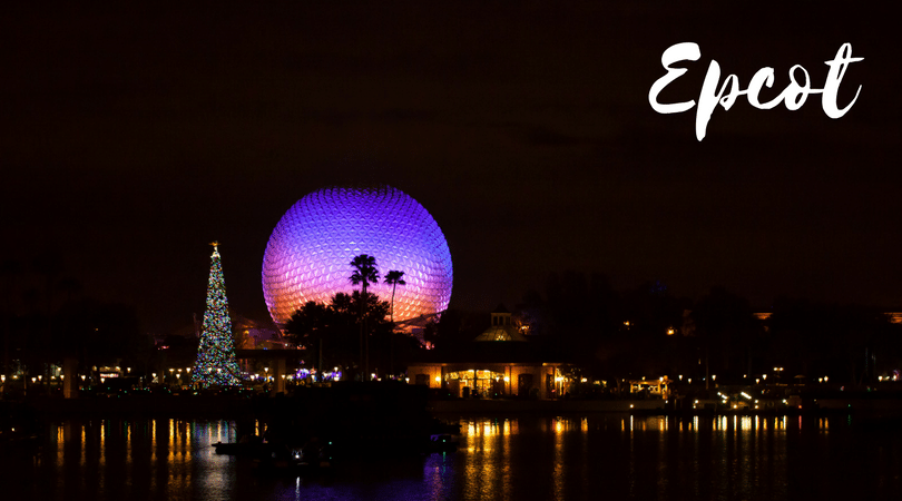 Beautiful nighttime scene with bright lights at Epcot orlando, theme, parks, amusement, top, 10, guide, epcot