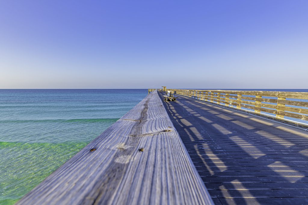Sunrise on St. Andrews State Park wooden fishing pier