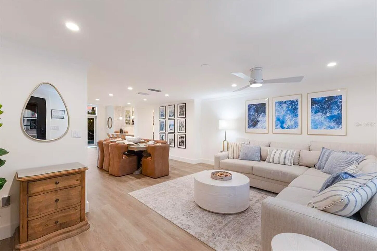 1st Living Room with large TV  - Guests buy this couch they love it so much! 