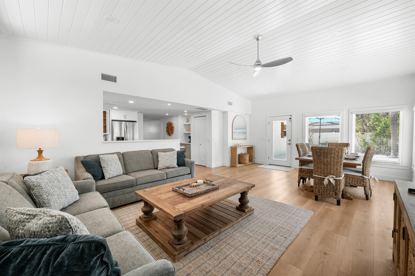 Open living and dining spaces