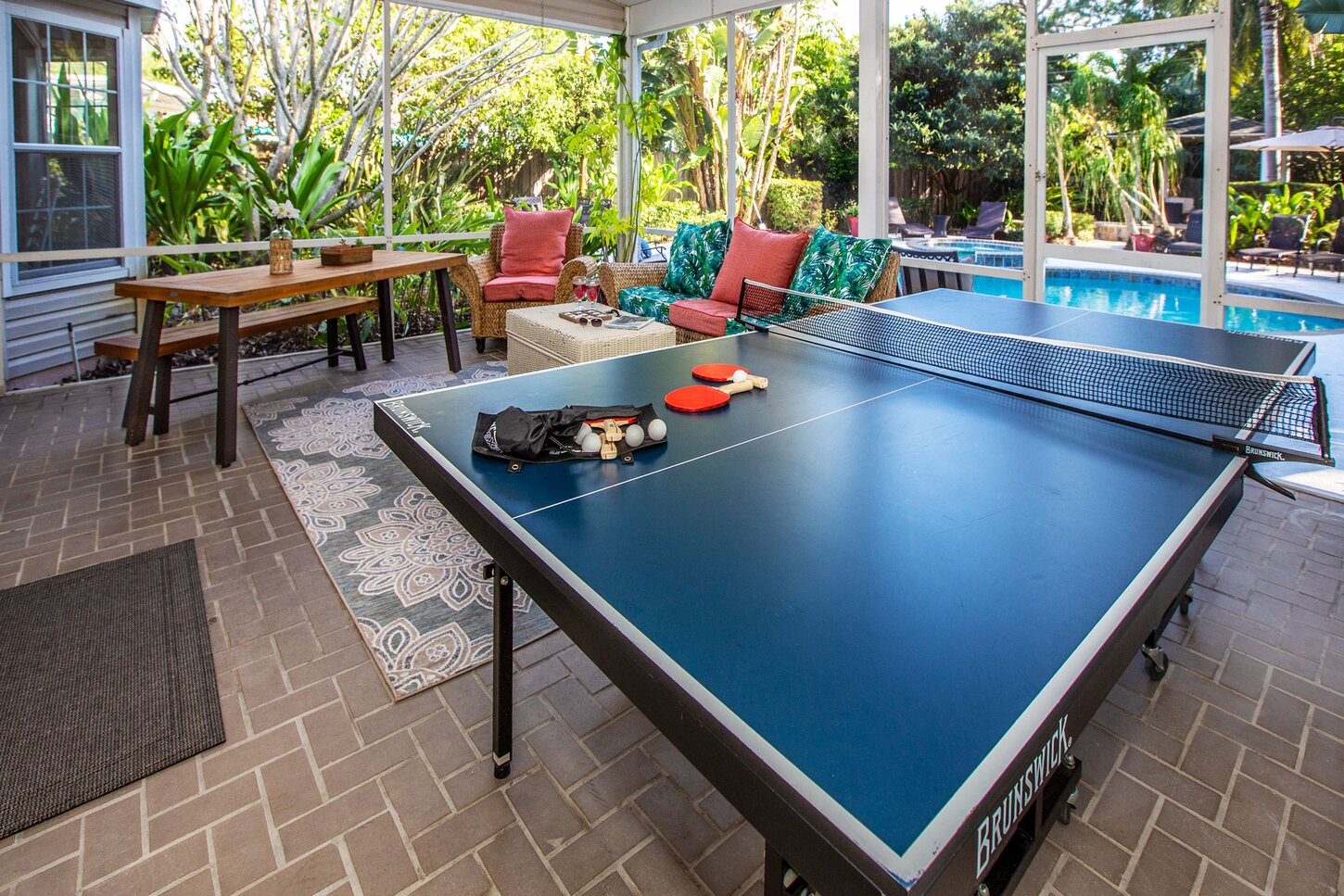 Challenge family and friends to ping pong or enjoy a fun board game at the picnic table 