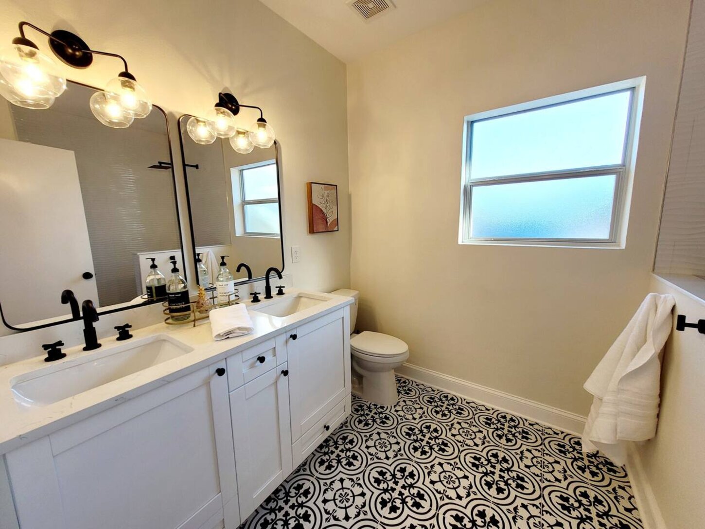 The owners bath is spacious and luxurious!