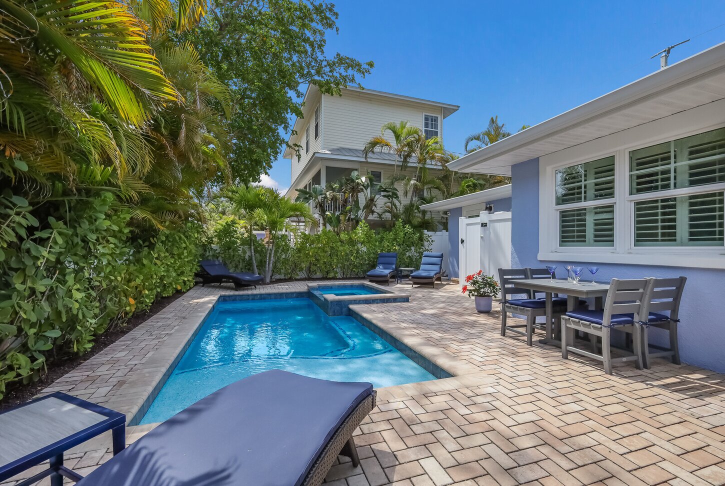 Sparkling private heated pool