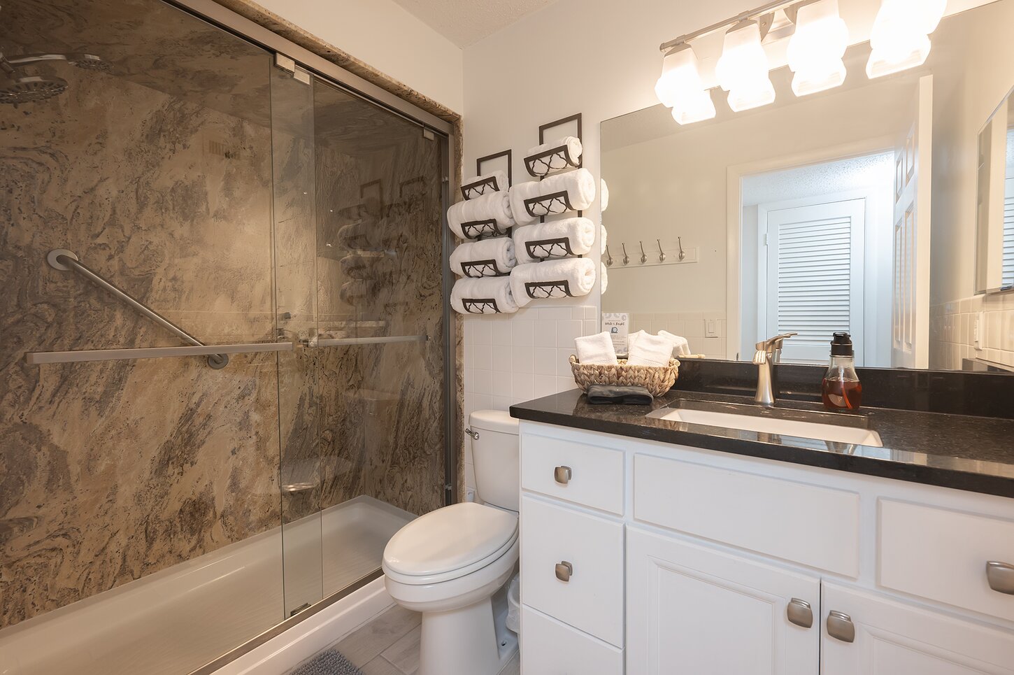 Hall bathroom with a shower