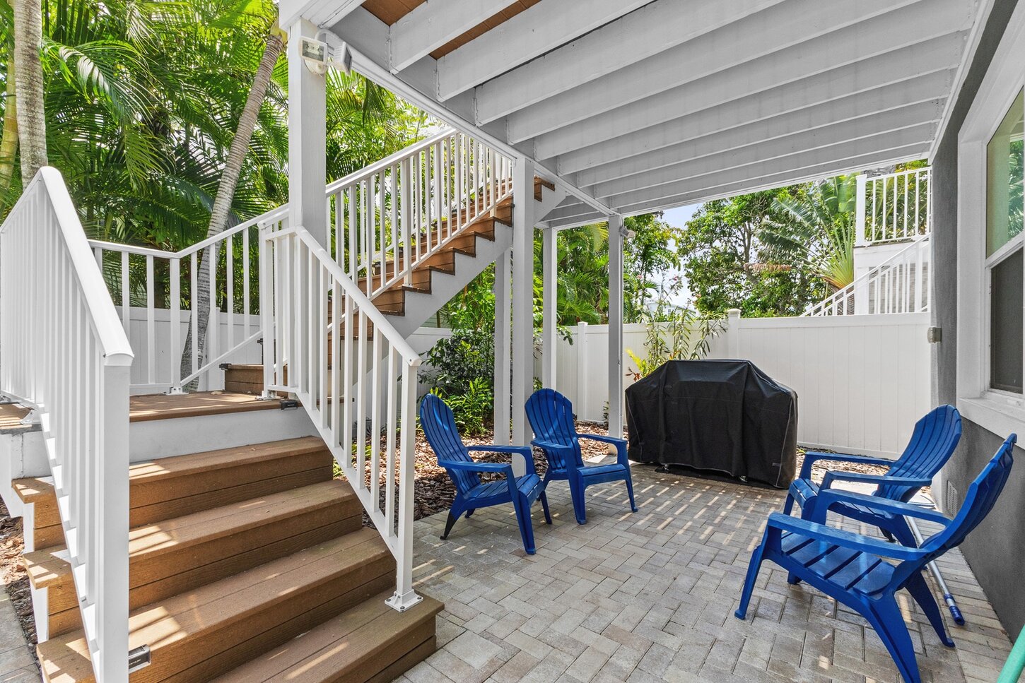 Grill and outdoor seating area