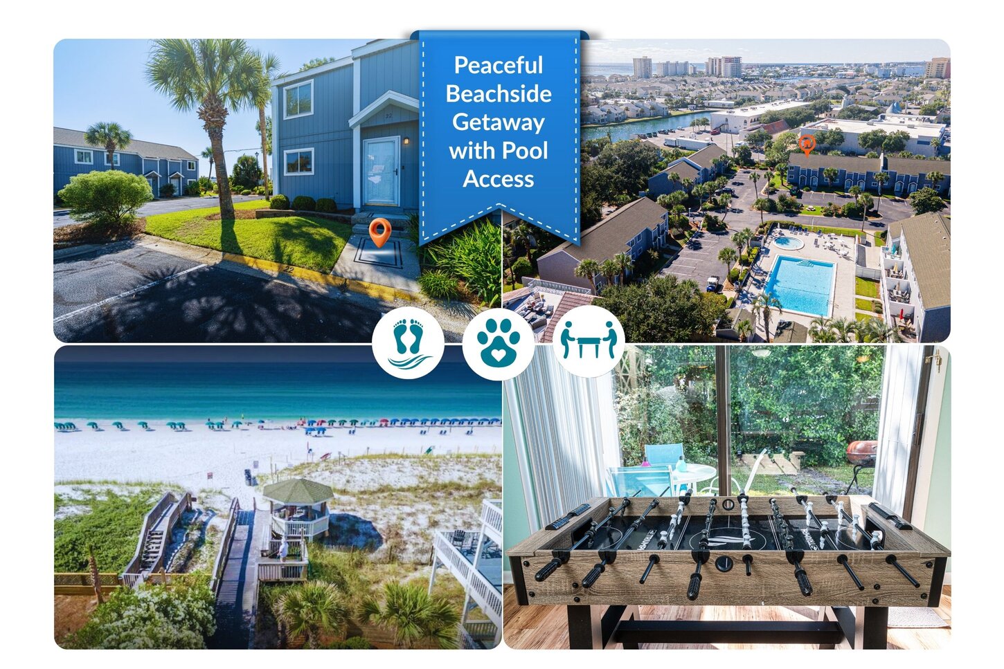 Beachfront Paradise Steps from sandy shores, enjoy breathtaking views and vibrant beach vibes!