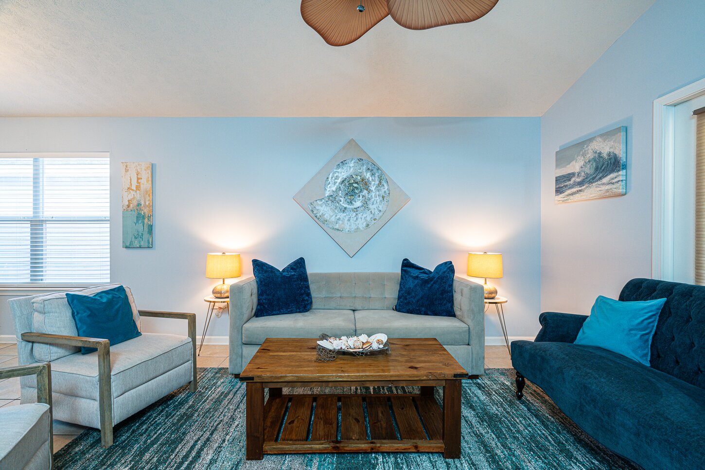 Bright Living Space Vibrant decor and open layout invite relaxation and fun gatherings!