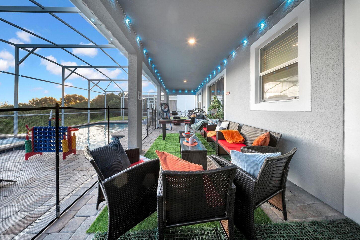  Experience unique outdoor entertainment  Axe throwing for fun, followed by relaxing moments around the fire pit  with comfortable seating .