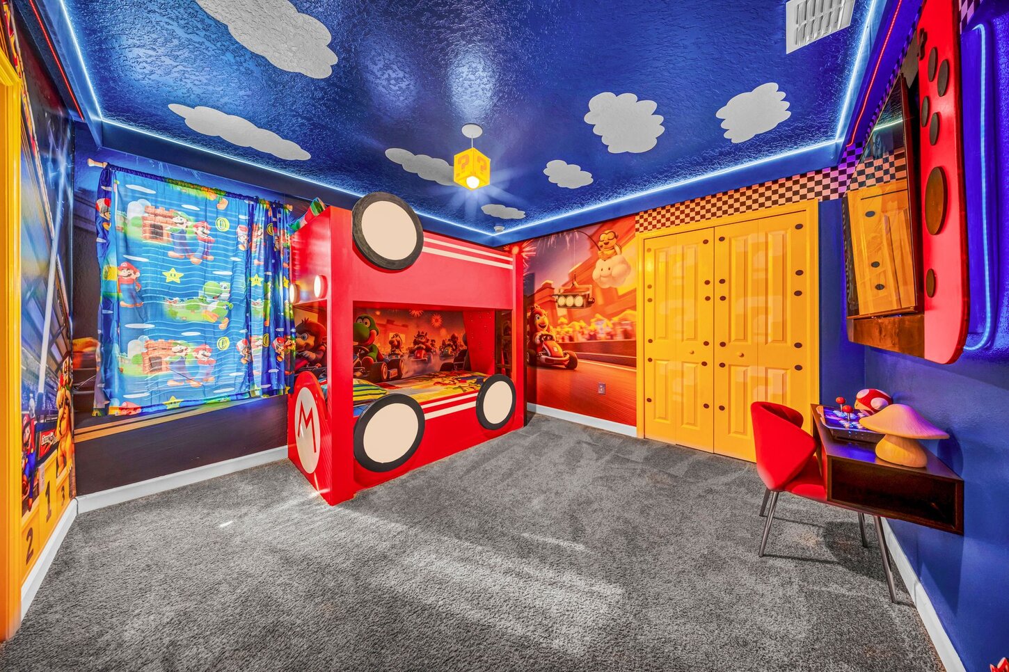  The ultimate Mario inspired game room with 10,000 games, perfect for kids and kids at heart.