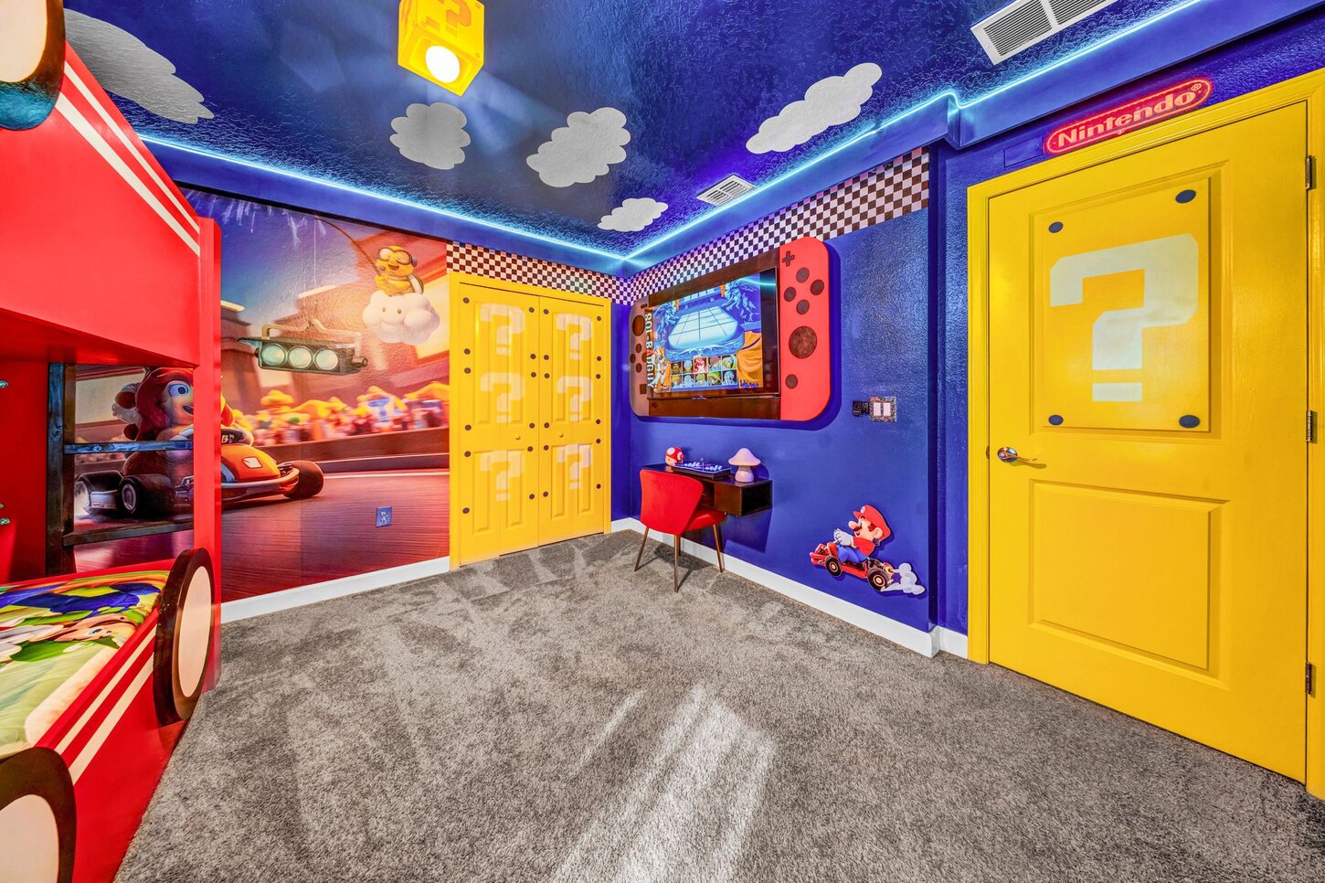  A dream space for every Mario fan  Complete with a magical  cloud ceiling and over 10,000 games for nonstop entertainment.