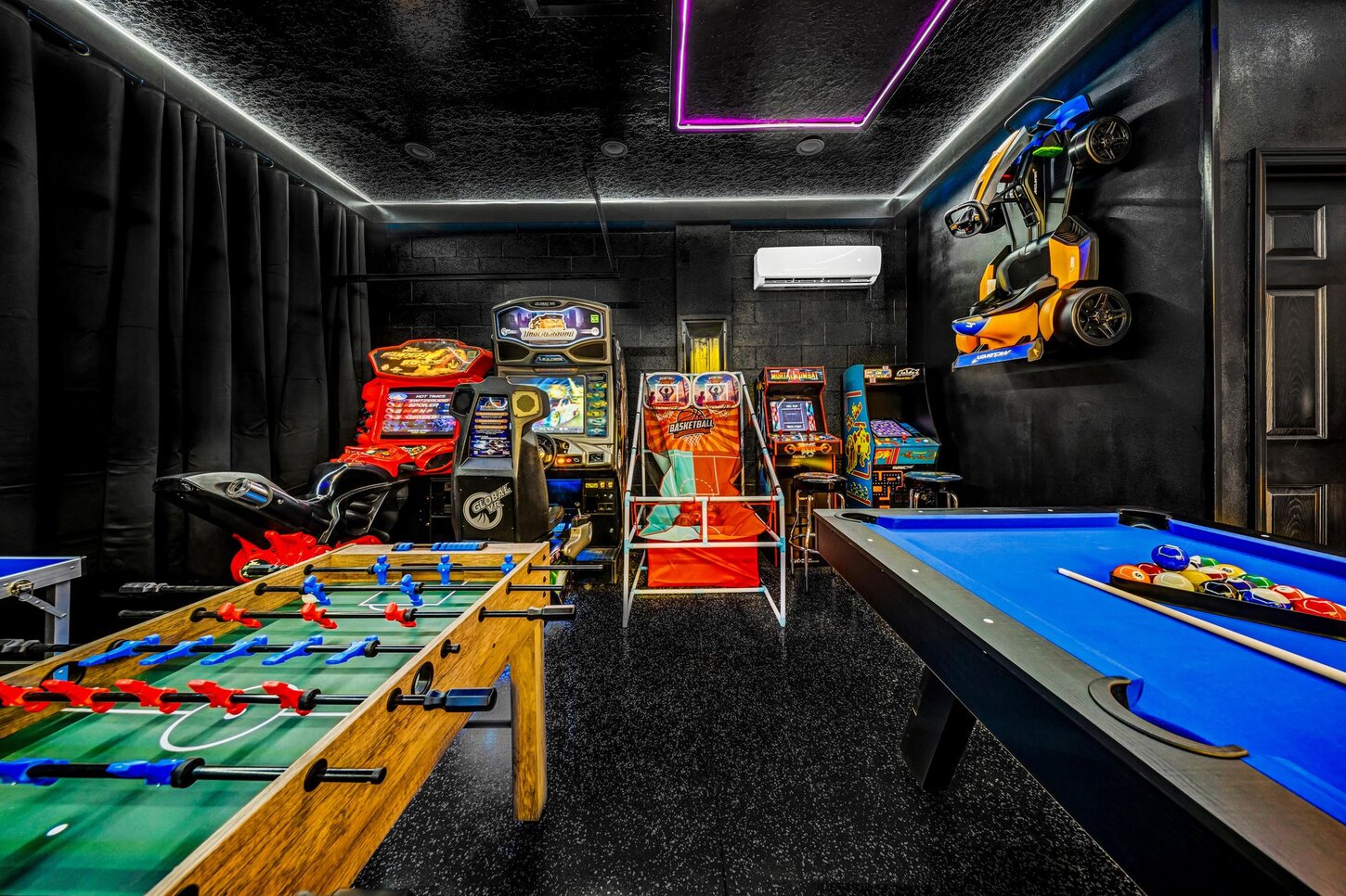  Game Room Paradise  Car racing arcade , bike arcade , kart car , Mortal Kombat , PacMan, and basketball . Endless fun for kids and adults.