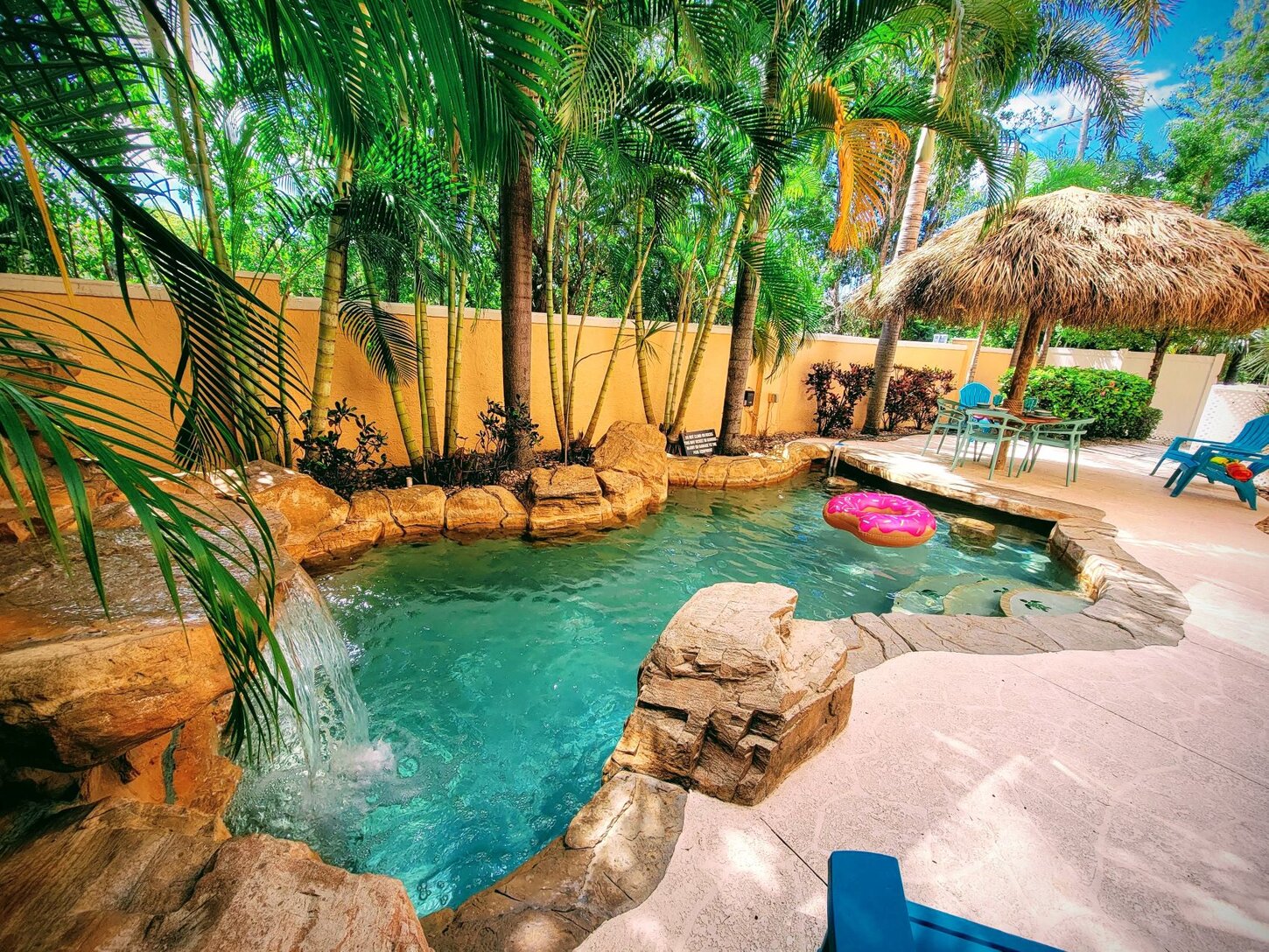 Private Tropical Heated Pool with waterfall