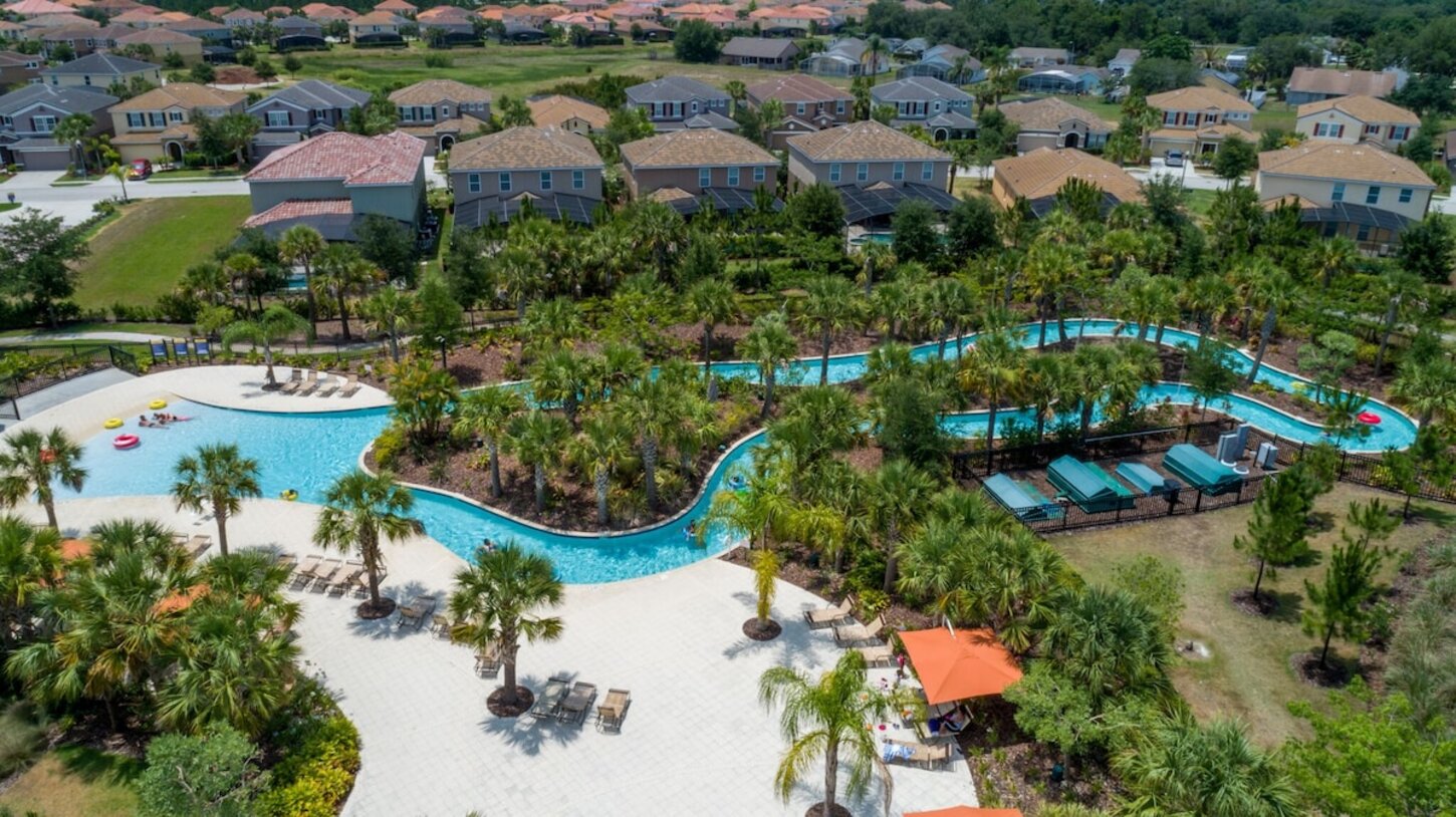 Your Vacation Home Backing Onto Lazy River, Great for kids to go back and forth all day!