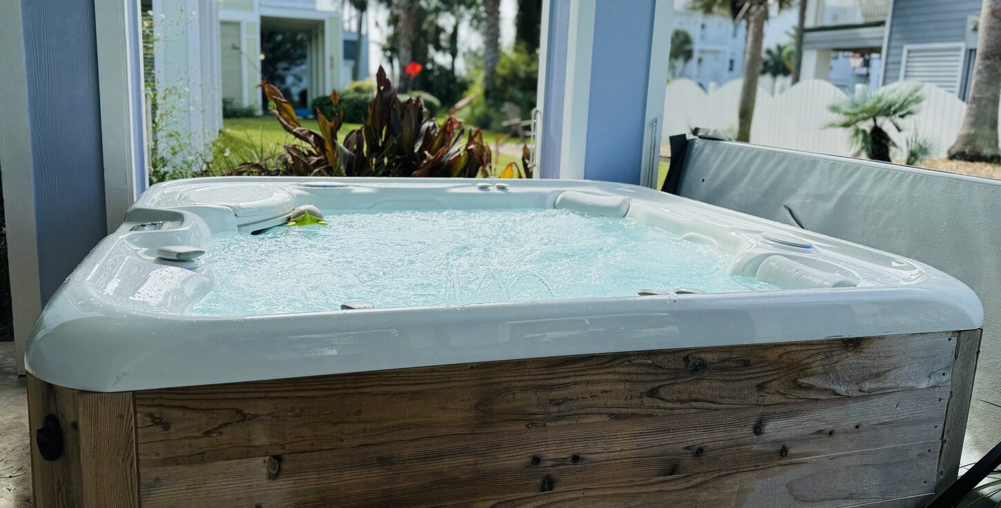 Hot tub on back patio