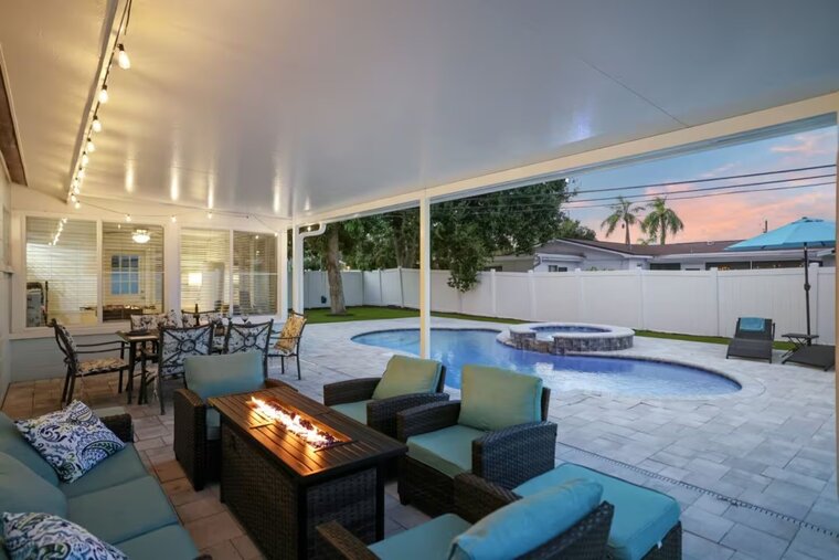 3 BD w Heated Pool & Office/Gym | 8 Min to Beach | Family and Pet Friendly