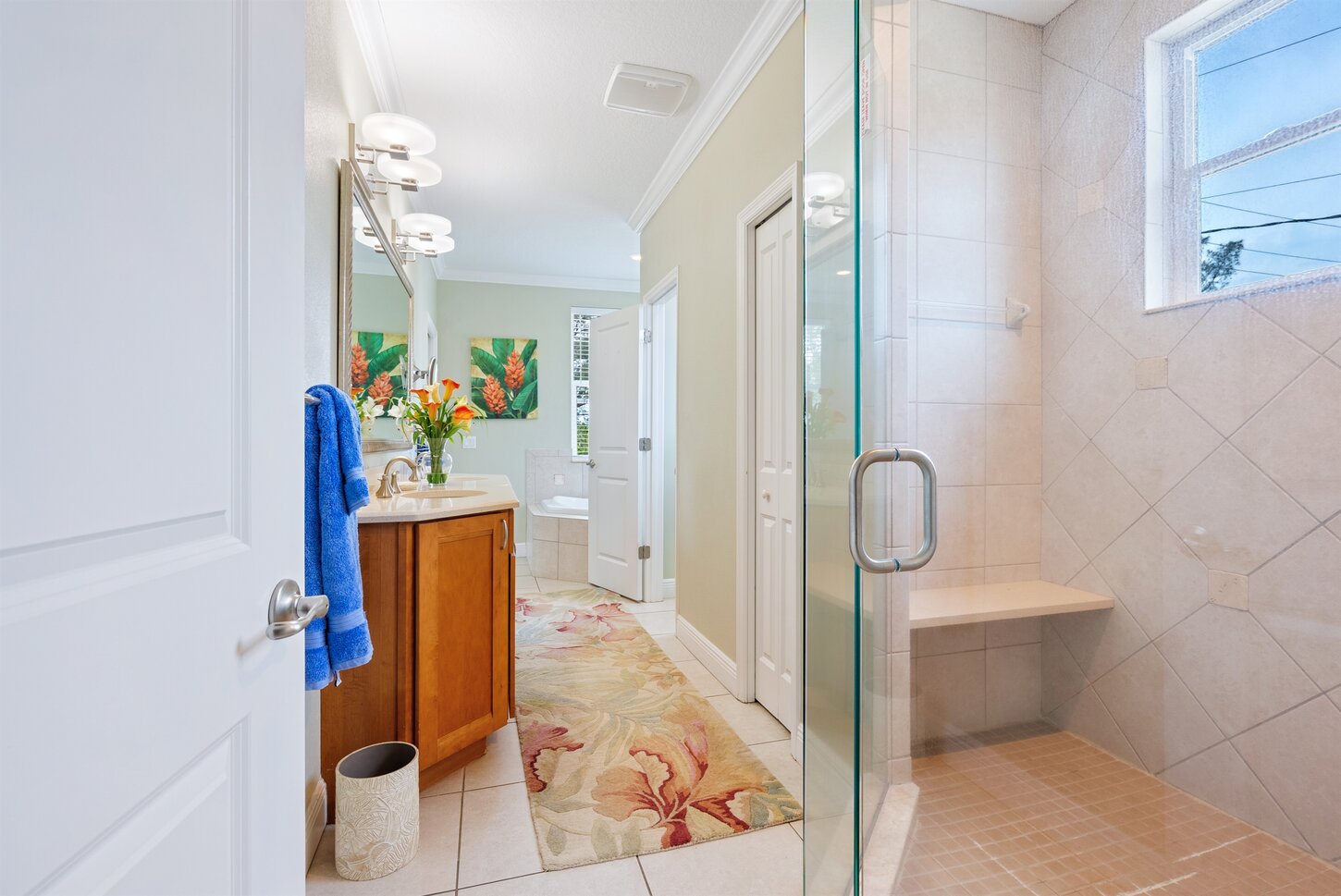 Master Bath w multihead shower on the right