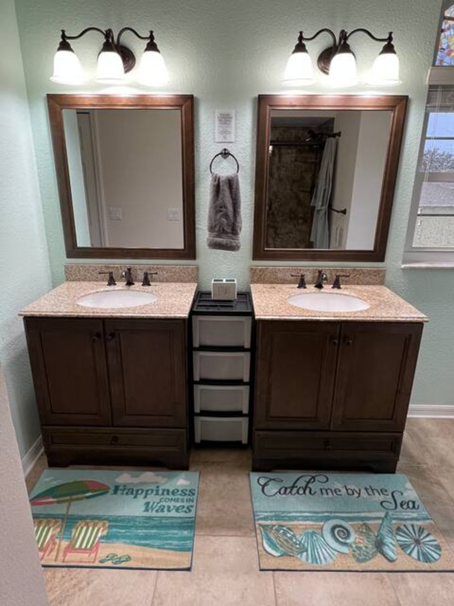 Have your own morning space in this updated master bathroom. Plenty of space for two. 