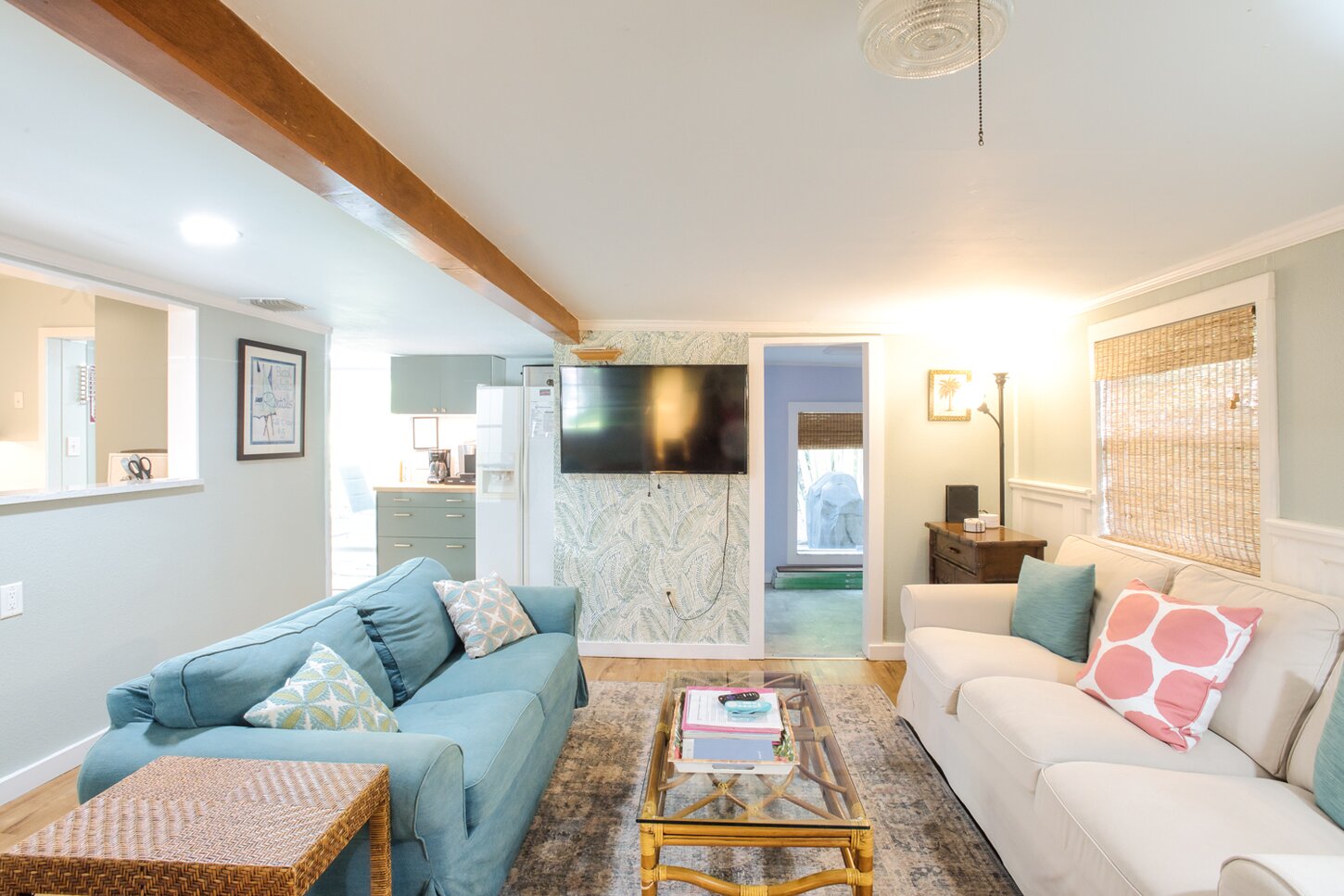 Living room with full sofa and loveseat